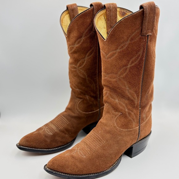 VTG Tony Lama 6995 Womens Sz 8D Brown Suede Roughout Western Cowboy Boots USA - Picture 2 of 15
